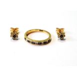 18ct gold half eternity ring and a pair of similar ear studs.