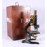 Watson Kima monocular microscope, no 56310, in a mahogany case.