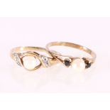 Two 9ct gold pearl set rings, both hallmarked, 3g gross.