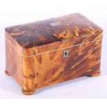 Georgian tortoiseshell tea caddy of rectangular form, domed cover,