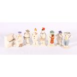 Seven Royal Doulton The Snowman Gift Collection figures to include, Lady Snowman, Drummer Snowman,