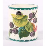 Wemyss jar decorated with brambles with green painted rim and base,