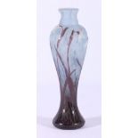 Art Nouveau Daum cameo glass slender baluster vase,