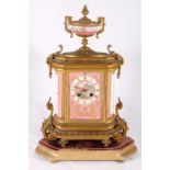 19th century French gilt porcelain ormolu mantel clock,