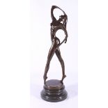 Modern bronze figure of a contemporary dancer signed Aldo Vitaleh, 51cm.