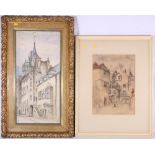 J C (SCOTTISH SCHOOL) Bakehouse Close, Canongate and Tolbooth Two watercolours,