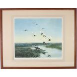 PETER SCOTT (20TH CENTURY) Ducks in Flight After Ackermann, print,