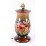 Moorcroft table lamp, signed to base, 35cm.