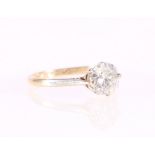 18ct gold diamond solitaire ring, the round brilliant approx. 1 carat, marked '18ct plat'.