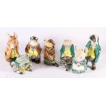 Seven David Sharp Rye Pottery Wind in the Willows characters to include Toad, Badger, etc.