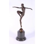 Modern Art Deco style bronze figure of a dancer, 55cm.