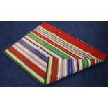 Large colourful striped African blanket, cotton, 210cm x 141cm.