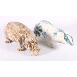 David Sharp Rye Pottery Badger and Hippopotamus models.