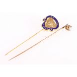 14ct gold diamond tie pin and a Royal British Legion gilt metal tie pin.