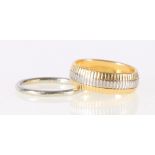 18ct yellow and white gold wedding band with cut decoration 4.