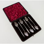 Set of six Victorian silver coffee spoons with tapered hexagonal stems,