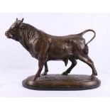 AFTER ISIDORE BONHEUR Statue of a Bull Bronze, on marble base 41.5cm x 56cm.