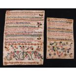 Two miniature samplers undated but probably early 20th century,