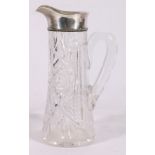 Edwardian silver mounted star cut glass claret jug, Birmingham 1911, Gorham Manufacturing Co., 26cm.