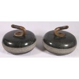 Pair of Scottish granite curling stones.