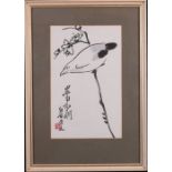 QI BAISHI (1864-1957) Bird on a branch Signed Baishi and seal mark,