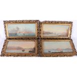 L M GALIA (ITALIAN) Four Views of Malta Signed oil on board, 12cm x 25cm.