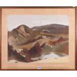 CHANG SHU (? Chinese) Landscape with lake Watercolour on silk, signed and seal mark 43cm x 54.