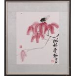 QI BAISHI (1864-1957) Cicadia on lotus blossom Signed Baishi and seal mark,