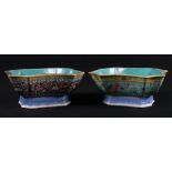 Near pair of Tongzhi mark and period bowls of lobed octagonal form,