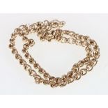 9ct gold curb and ring link neck chain, 35.6g, 45cm.