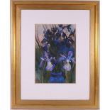 GEORGE MCGAVIN Irises in a Blue Jar Unsigned pastel, 34cm x 23.5cm. ARR.