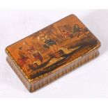 19th century snuff box titled 'Scotch Washing' with scene depicting figures doing laundry with