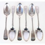 Set of six fiddle pattern tablespoons, Glasgow 1826, 465g gross.