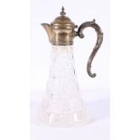 Victorian silver mounted Royal Brierley glass ewer, Birmingham 1889, makers Hilliard & Thomson,