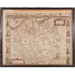 JOHN SPEEDE New Map of Poland, annotated to scaled key 'a humble 1626', framed, 54cm x 24cm,