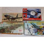 Airfix sets including Boeing 747; Pontoon Bridge Assault, A20005 jet engine, Fighter Command game,