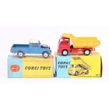 Corgi Toys 458 E.R.F. model 64G Earth dumper and Corgi Toys 406 Land Rover, both boxed.