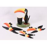 Carltonware style Toucan figure 21cm and three graduated Toucans 25cm to 16cm (4)