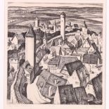 WILLIAM WILSON RSA RSW (1905-1972) The Walls - Rothenburg Pencil signed etching 18/30.