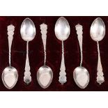 Set of six silver teaspoons, maker JG,