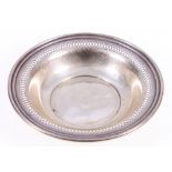 Sterling silver bon bon dish with pierced band, 69g, 15cm dia.