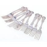 Set of twelve Victorian silver forks of Kings Pattern. Edinburgh 1840. Marshall & Sons.