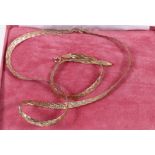 Italian 9ct tricolour gold flat woven link necklace and matching bracelet 6.