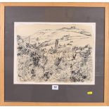 JACK FIRTH RSW Field Flowers - Cape Cornwall Signed, pen and ink wash,