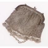 White metal mesh evening bag.