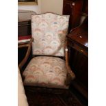 19th century oak framed panel back armchair