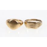 18ct gold signet ring 6.8g and another 9ct gold 2.
