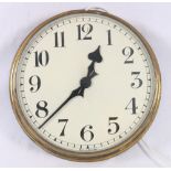 Circular brass enamelled dial wall clock,