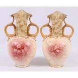 Pair of Doulton Burslem twin handled vases,