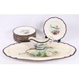Royal Worcester vitreous fourteen piece fish service, comprising of a fish ashet (stapled) 58cm,